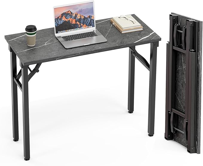 TEMI Foldable Compact Desk – Marble Greige (35.8")