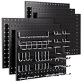 INCLY 90PCS Pegboard Wall Organizer, 6 Pack Metal Peg Board Panels with 1/4" Pegboard Hooks Accessories Kit, Black Peg Board for Walls Home, Garage Tool Storage, Workbench Organization
