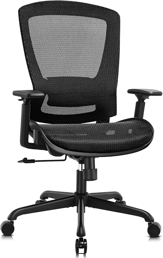 ELABEST Ergonomic Mesh Office Chair Computer Desk Chair, BIFMA 5.1 Certified Commercial Task Chair | Adjustable Lumbar Support & Armrests,Comfort Wide Seat,Swivel Home Office Chair(Black)