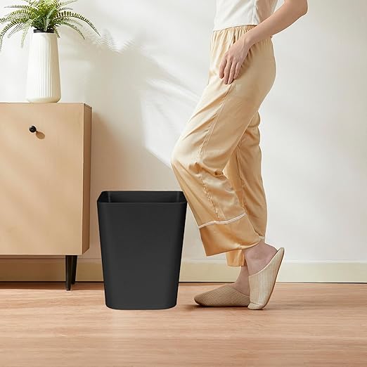 Small Trash Can - Plastic Waste basketbin - for Office,Home,Bathroom,Kitchen - 1.8 Gallon - Black