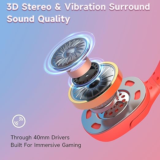 Gaming Headset for Nintendo Switch/Lite/OLED, Gaming Headphones with Mic for Nintendo Switch 2 Fortnite/Sports (Red/Blue)