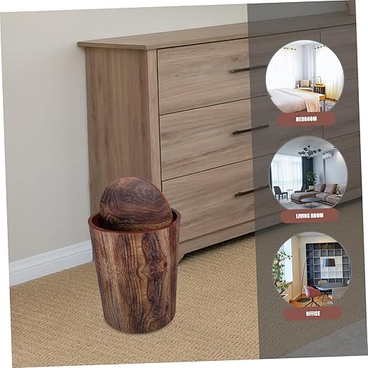 Kitchen Garbage Can Lid Slim Trash Can for Bathroom Rotating Lid Room Waste Basket