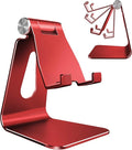 CreaDream Adjustable Cell Phone Stand, Phone Stand, Cradle, Dock, Holder, Aluminum Desktop Stand Compatible with Phone Xs Max Xr 8 7 6 6s Plus SE Charging, Accessories Desk,All Mobile Phones-Red