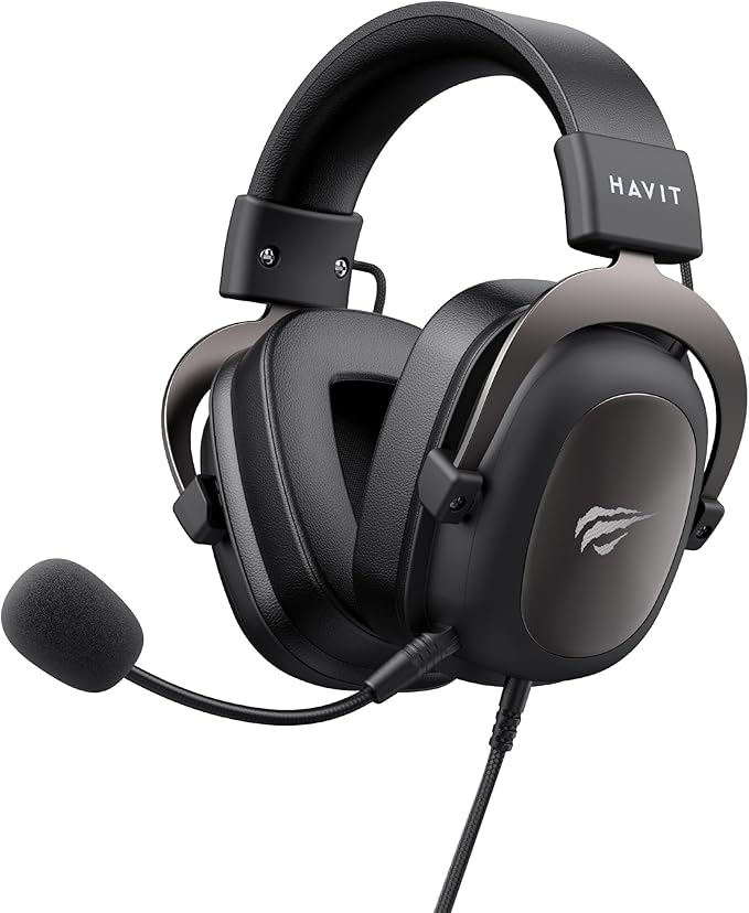 havit H2002d Gaming Headsets for PS4,PC, 53MM Drivers Surround Sound PS5 Headset with Mic Gaming Headphones with Mic Durable Aluminum Frame Valentines Gifts for Men