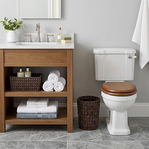Coeusy Small Wicker Trash Can Brown,2 Gallon Garbage Can for Bathroom, Bedroom, Office, Decorative Waste Basket
