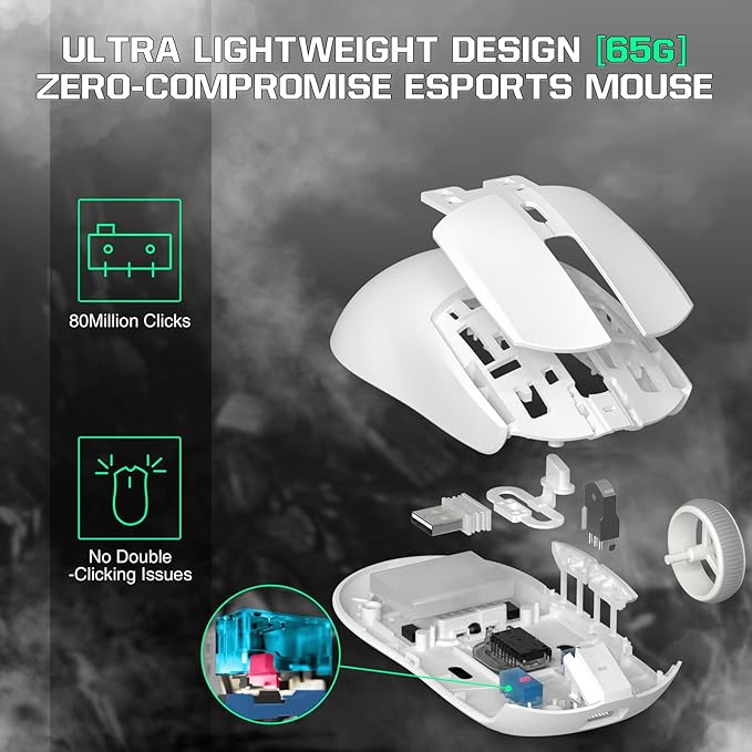 ATTACK SHARK AJ139 G Pro Gaming Mouse 4K Polling Lightweight PAW 3395 Sensor Receiver up to 26,000DPI 6 Programmable Button USB-C Charging Ergonomic Symmetric for PS4 Xbox PC Mac Gamer