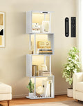 5 Tier S-Shaped Geometric Bookshelf with LED Light, 3 Color Temperatures, Touch & Remote Control, Dimmable Standing Bookcase, Small Display Shelf for Living Room, Bedroom, Office(White)