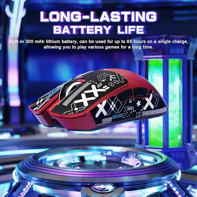 ATTACK SHARK X11SE Ultra-Light Wireless Gaming Mouse,Tri-Modes BT5.2/Type-C Wired/2.4G,PixArt PAW3311 Gaming Sensor,22KDPI,5 Programmable Buttons for Laptop,PC,Mac Gamer(Red&Sticker)