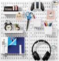 white pegboard wall organizer - skadis peg board panels for desk and wall control - durable pegboard （White, 22″×22″）