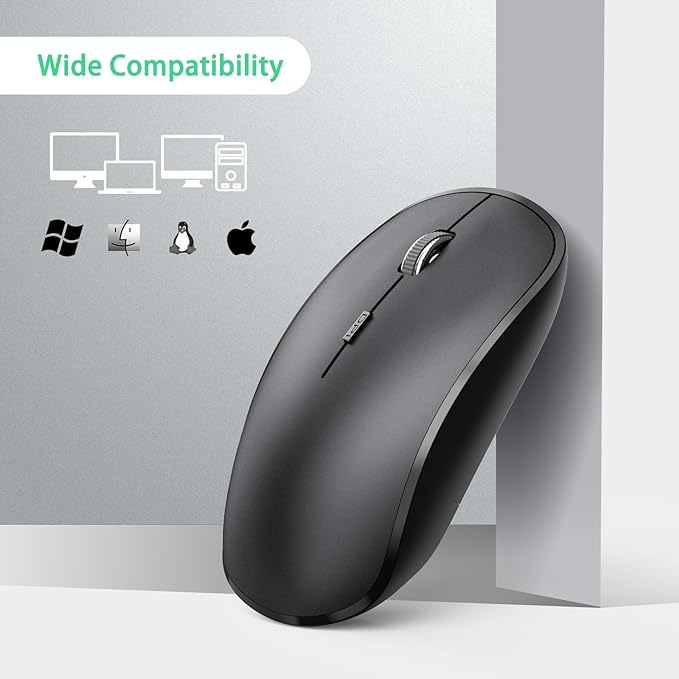JOYACCESS Wireless Mouse for Laptop, J 2.4G Slim Portable Wireless Silent Mouse, 5 Adjustable DPI, Computer Mouse Wireless with USB Receiver for Desktop,PC,Notebook,MacBook,Chromebook (Black)