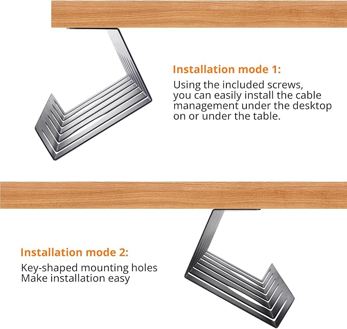 Cable Management Trays，and Wire Organizers, Suitable for Both Offices and Homes，Wall Mount Cable Management Rack, 2-Pack Metal Wire Organizer with Mounting Screws, Black，Under Desk