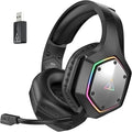EKSA Wireless Gaming Headset for PS4 PS5 PC, 7.1 Surround Sound Headset with Mic ENC & RGB Light, 36 Hour Battery, 2.4G USB Gaming Headphones for Computer, Laptop, 3.5mm Jack