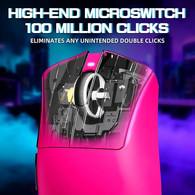 ATTACK SHARK V3 Pro Wireless Esports Gaming Mouse with Magnetic Charging Dock:62g Lightweight-1K Polling-25K DPI-PAW3311 Sensor,Wired/BT/2.4Ghz Programmable,BK52820 IC for PC Mac Win Gamer(Berry Red)