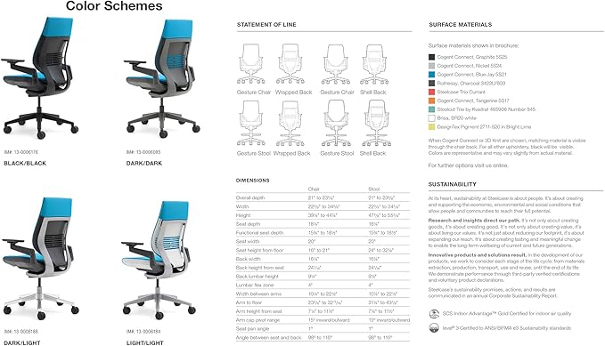 Steelcase Gesture Office Chair - Cogent: Connect Root Beer Fabric, Low Seat Height, Wrapped Back, Dark on Dark Frame, Lumbar Support