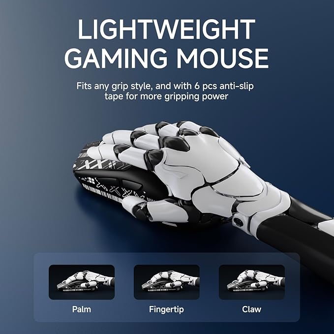 SEUNKWANG EWEAND X23 Pro Gaming Mouse, Tri-Mode 2.4G/USB-C/Bluetooth Wireless Mouse, PAW3311 Sensor, 12,000 DPI, 59g Lightweight, 1ms Ultra-Low Delay, Gaming & Computer Mouse for Laptop/PC/Mac-Black