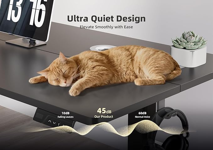 YDN Electric Standing Desk Adjustable Height, 35 x 20 Inches Stand up Desk with Cable Management, Home Office Desks with Splice Board & Black Frame, Black Top