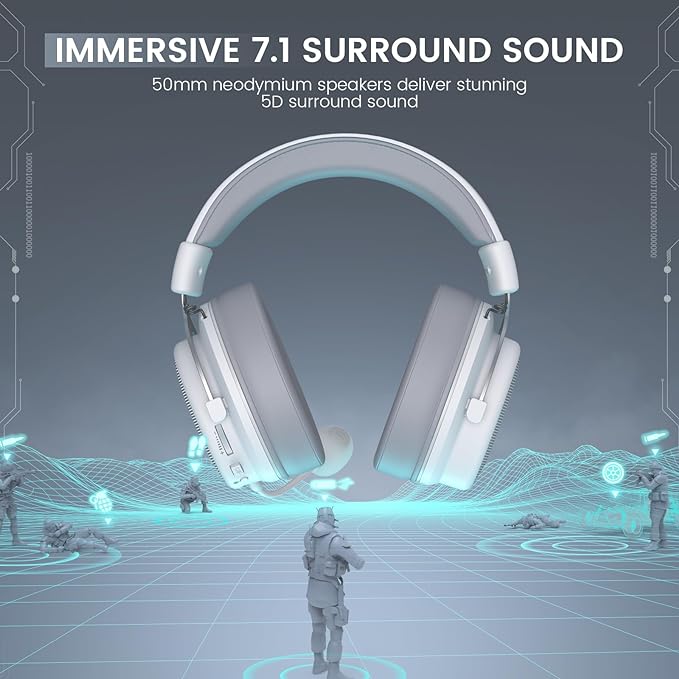 EKSA USB Gaming Headset for PC, Computer Headphones with Detachable Noise Cancelling Microphone, 7.1 Surround Sound, 50MM Driver, Wired Headset with Mic for PS4/PS5, Xbox One, Laptop, Work