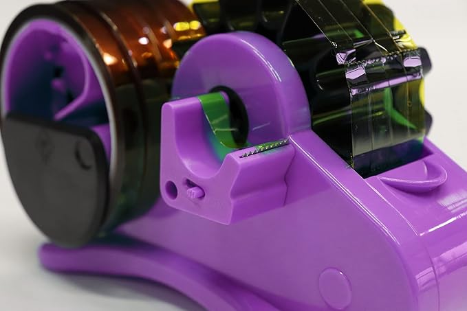 Purple Heat Tape Dispenser Sublimation - Multiple Roll Cut Heat Tape Dispenser 1" & 3" Core Double Reel Cores Sublimation for Heat Transfer Tape, Semi-Automatic Tape Dispenser with Compartment Slots