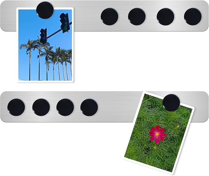 Magnetic Board Magnet Bulletin Board Frameless Stainless Iron Board Strips, Magnetic Strips with Adhesive Backing Magnet Board Memo Board with 10pcs Black Magnets for School Office Home, 2PCS