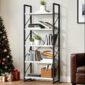 YITAHOME 5 Tiers Bookshelf, Classically Modern White Bookshelf, Book Rack, Storage Rack Shelves in Living Room/Home/Office, Books Holder Organizer for Books/Movies, Black & White