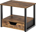 YATINEY Desktop Printer Stand, 2-Tier Printer Table with Non-Woven Drawer, Multi-Purpose Desk Organizer for Home Office, Under Desk Open Organizer Shelf, Rustic Brown PS01BR
