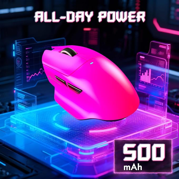 ATTACK SHARK V6 65g Superlight Wireless Gaming Mouse with RGB Magnetic Charging Dock,BT/2.4GHz Wireless/Wired Mouse 1K Polling,PixArt PAW3311 Sensor,25K DPI,Office Gamer Mice for PC/Win/Mac(Rose)
