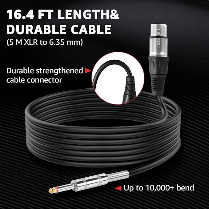 Wired Microphone for Singing,Professional Vocal Dynamic Handheld Karaoke,Cardioid Studio Mic,16.4 ft XLR & 6.35 MM with On and Off Switch, for Speakers/Mixer/Machine/Amp/Speech/Karaoke and Outdoors