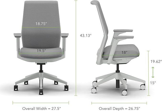 HON Cipher Mesh Back Task Chair, Height-Adjustable Arms, Titanium, Aspen Fabric, Mesh Office Chair with Lumbar Support, Salt Accent, Salt Frame