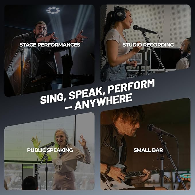 Phenyx Pro Dynamic Vocal Microphone, Cardioid Microphone with ON/Off Switch, 16.4 ft XLR Cable, Mic Clip, Storage Bag, Wired Handheld Mic for Singing, Stage, Studio, Karaoke (PM-25S)