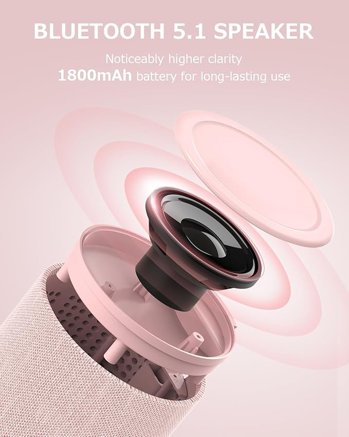 COLSUR Bluetooth Speaker, Magnetic Wireless Charger, Bluetooth Speakers with Night Light, 2 in 1 Wireless Charging Station for iPhone 17/16/15/14/13/12 Series, AirPods Pro 2/4/3/2（Gift Ideal） (Pink)