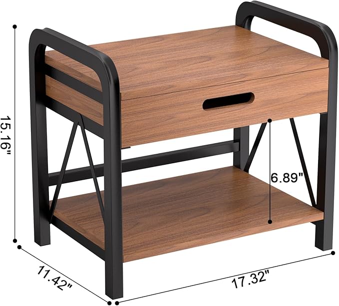 Printer Stand with Storage for Desk, 2 Tier Desktop Printer Table Shelf for Home Office with Wooden Storage Drawer, Multi-Purpose Desk Organizer for Fax Machine, Scanner