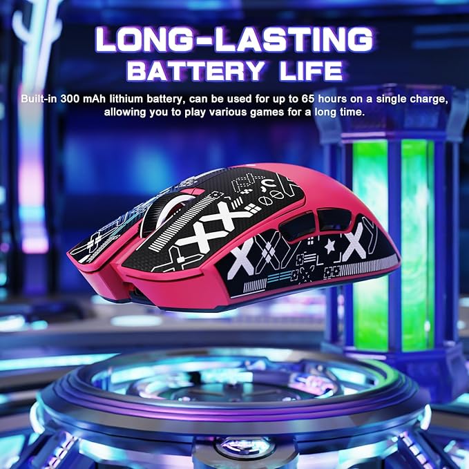 ATTACK SHARK X11SE Wireless Esports Gaming Mouse,Tri-Modes BT5.2/Type-C Wired/2.4G,PixArt PAW3311 Gaming Sensor,22K DPI,59g,5 Programmable Buttons for Laptop,PC,Mac Gamer(Berry Red&Sticker)
