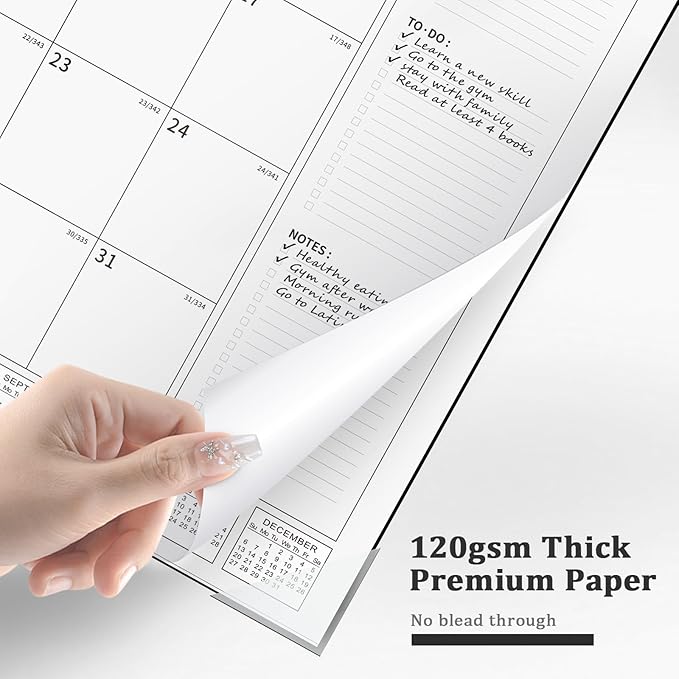 Ospelelf Desk Calendar 2026-2027 Large 22"x17" Monthly Family Planner Pad with Protective Cover 18 Months January 2026 - June 2027 Black