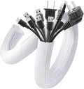 AGPTEK Cable Sleeve, 10ft - 1.5 inch Cable Management Desk Cord Cover Organizer Wire Hider for Home Office Computer TV Wire Loom Tubing Pet Proof Cord Protector from Cat Dog Chewing, White