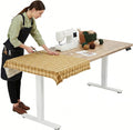 TIQLAB Electric Adjustable Sewing Table, 63"x24" Workbench Adjustable Height, Ergonomic Worktable for Garage, Craft Desk, Spacious Desk for Sewing and Crafts, Maple