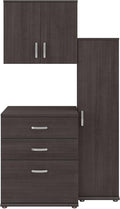 Bush Business Furniture Universal 3 Piece Modular Laundry Room Storage Set with Floor and Wall Cabinets in Storm Gray