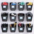 Namalu 12 Pack Peg Board Storage Bins with Labels and Hooks Square Box Shape Pegboard Cup Holder Accessories Pegboard Organizer for Craft Room Wall holder Workbench(4.7 x 4 x 5 Inch, Black)