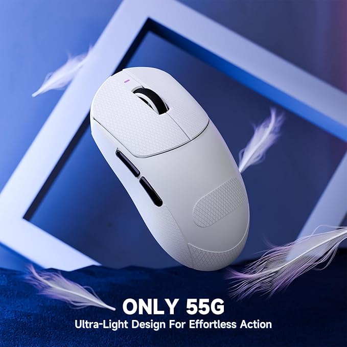 ATTACK SHARK X8 PRO Wireless Gaming Mouse,55g Ultra-Lightweight Wired/BT/2.4GHz Wireless Programmable Mouse,8K Polling Rate,PixArt PAW3395PRO Sensor,40K DPI,Gamer Mice for Big Hand/PC/Win/Mac(White)