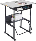 Safco Products AlphaBetter Adjustable-Height Desk, 1209GR, 36" W x 24" D Premium Desktop, Book Box, Swinging Footrest Bar