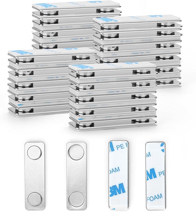 24-Pairs Magnetic Picture Hanging Strips, Magnetic Fixator Removable and Damage Free, Adhesive Strips for Frame Hanging and Home Decorations