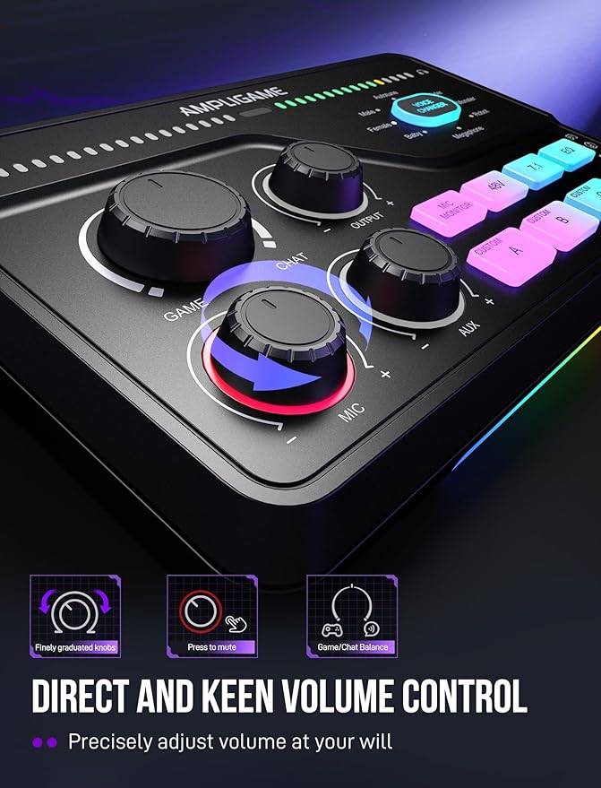 FIFINE XLR/USB Dynamic Microphone Bundle with Gaming Mixer, Streaming Mic Kit with XLR Interface, Mixer for Recording, Video Creation with Voice Changer, Game Chat Balance, RGB Control (AM8T+SC8)