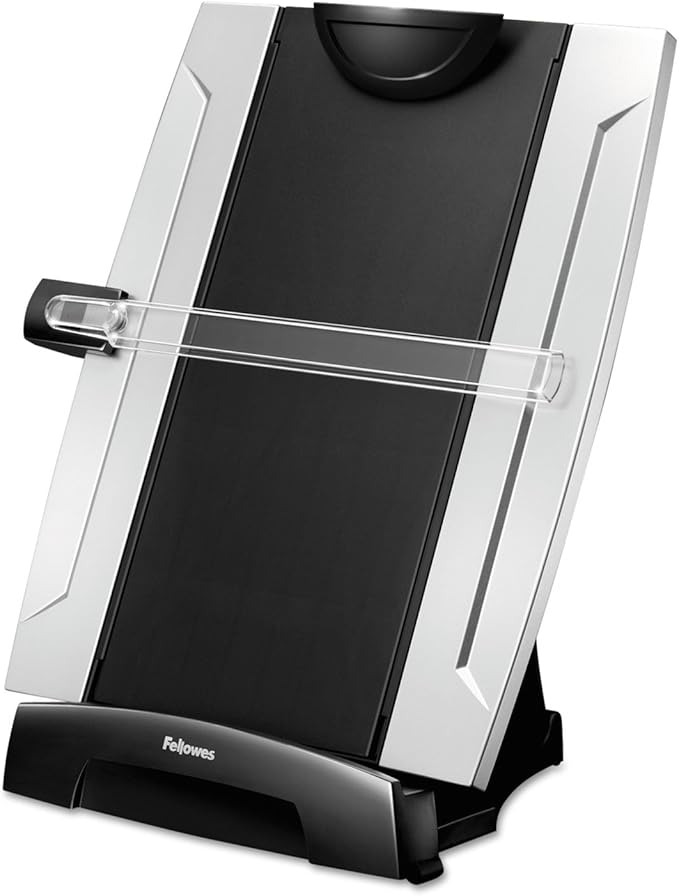 Fellowes 8033201 Office Suites Desktop Copyholder, Plastic, 150 Sheet Capacity, Black/Silver