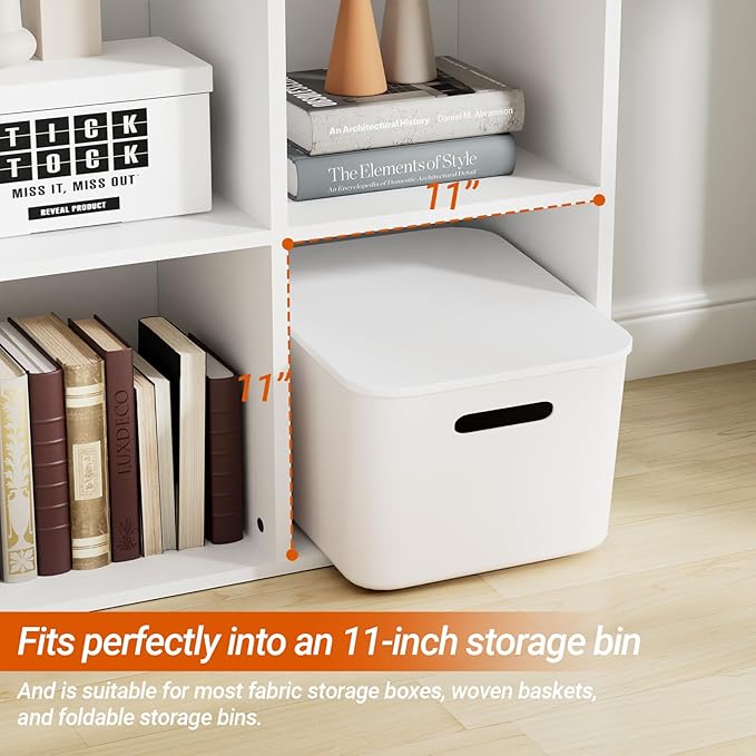 Wooden 6 Cube Storage Organizer with Closed Back Panel, Modern Open Cube Storage Shelf Bookshelf with Compartments, Cube Shelf Organizer for Living Room, Bedroom, Study Room (White)