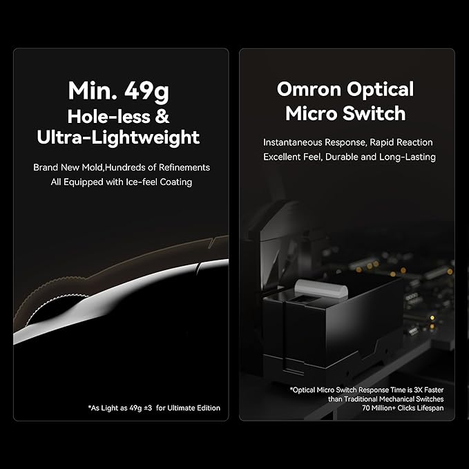 ATK Blazing Sky X1 Wireless Gaming Mouse – Ultra-Light 49–54 g, PixArt PAW3950/3950 Ultra Sensor, Quad-Mode Connectivity, 8K Polling, Optical Switches, Nordic 52840 MCU (X1, White)