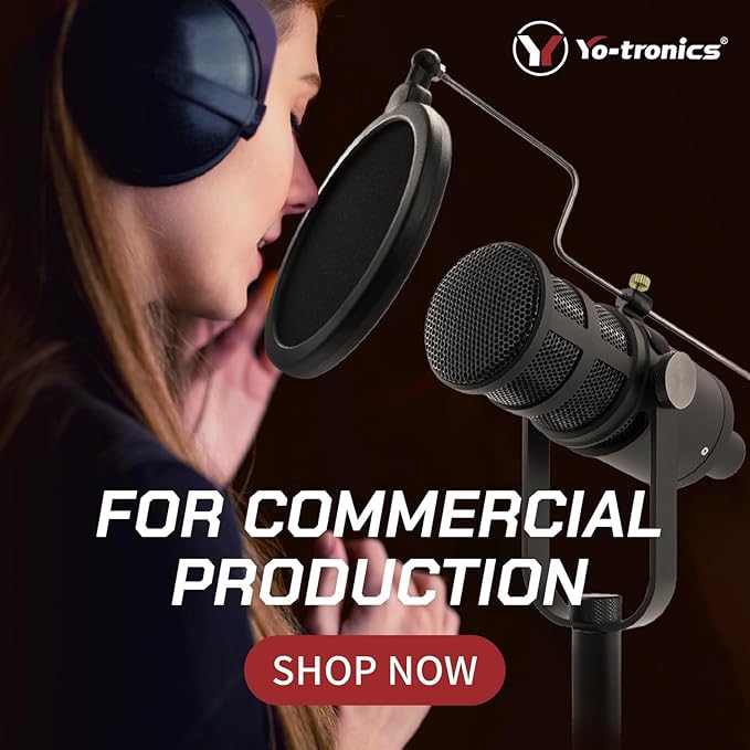 YTM-165D Dynamic XLR Podcast Microphone with Mid-Range Boost, Low-Cut Filter, and High Sensitivity – Ideal for Vocal Clarity in Live Streaming, Recording, and Broadcasting