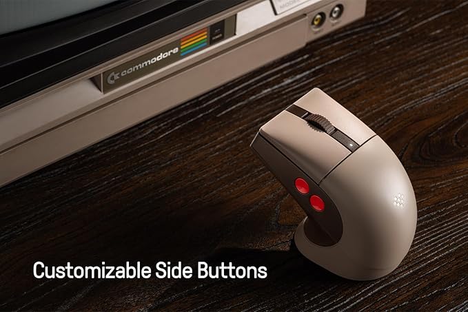 8Bitdo Retro R8 Mouse with Charging Dock, PAW 3395 Optical Sensor DPI 26K, 4K Polling Rate, Programmable Buttons, HUANO Micro Switches, Ambidextrous - C64 Edition