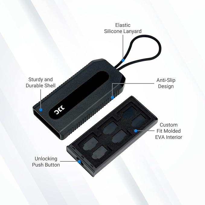 Portable Memory Card Case Holder for 6 SD SDHC SDXC Cards and 12 Micro SD TF Cards, Anti-Shock SD Card Case with Easy Push-Pull Design