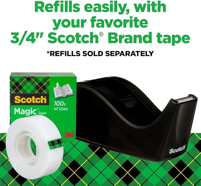 Scotch Desktop Tape Dispenser,Black Two-Tone,1 Dispenser/Pack (C60-BK),(Pack of 12)