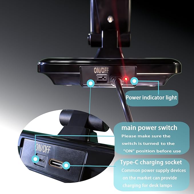 Battery lamp, Battery Operated Desk lamp, Rechargeable Desk lamp, Battery Operated lamp Black, Lithium Battery 2000MAH,Battery Powered Desk lamp，Battery Powered Work Light Study Table lamp