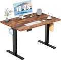 DUMOS 40 Inch Electric Standing Desk Height Adjustable, Sit to Stand Up Computer Workstations Work PC Table Home Office Study Writing Gaming Desks with Memory Presets for Walking Pad, Bedroom, Rustic